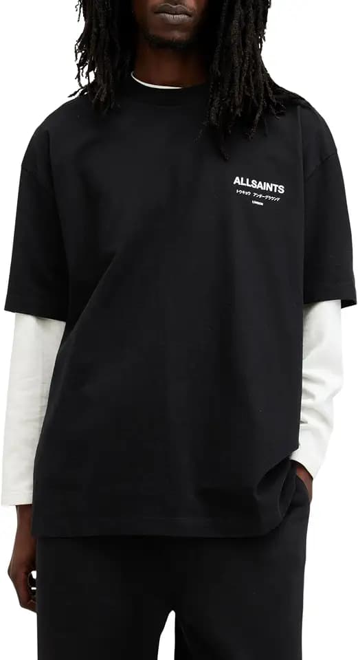 AllSaints Men's Underground Oversized Short Sleeve Crew Neck Shirt