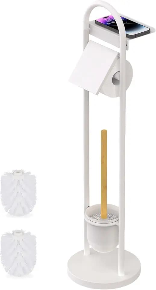 Relaxdays WC Garnitur, HxBxT: 79 x 21,5 x 21,5 cm, stehender Klopapierhalter mit Ablage & Toilettenbürste, Farbwahl