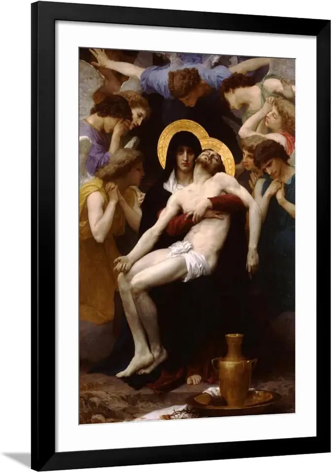 ART.COM Wall Art Print Pieta on Black Frame by William Adolphe Bouguereau, 32" x 44"