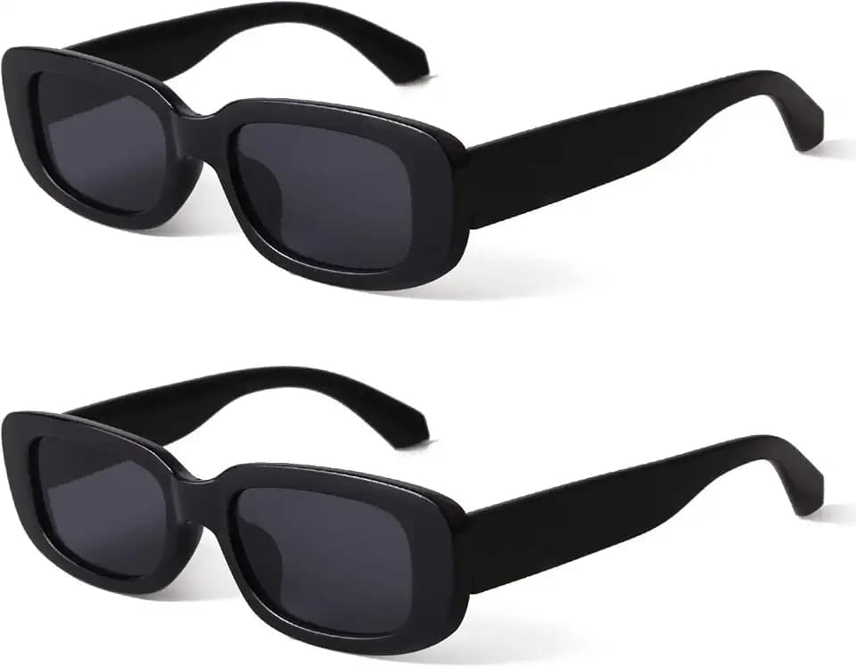 BUTABY Rectangle Sunglasses for Women Retro Driving Glasses 90’s Vintage Fashion Narrow Square Frame UV400 Protection