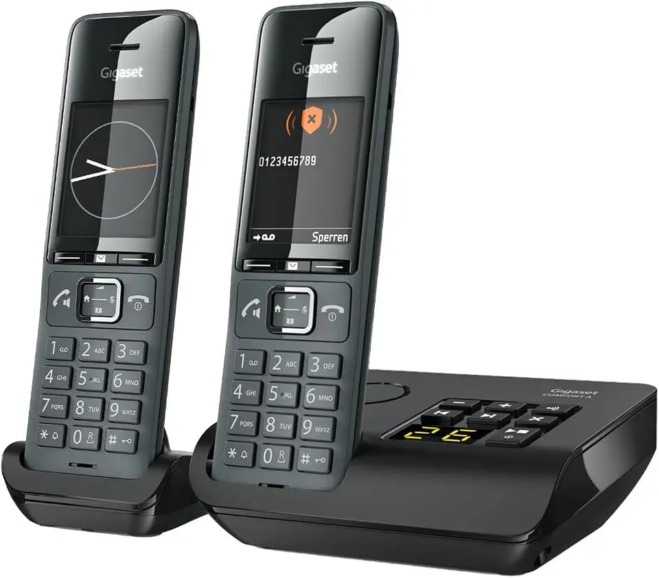 Gigaset Comfort 520A Duo - 2 Schnurlose DECT-Telefone mit Anrufbeantworter - Beste Audioqualität mit Freisprechfunktion - Anrufschutz - Adressbuch 200 Kontakten, titan-schwarz [Deutsche Version]