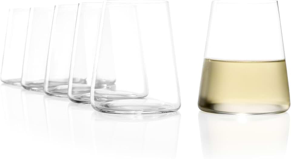 Stölzle Lausitz Power Weißweinbecher stiellose Weingläser 380 ml, 6er-Set