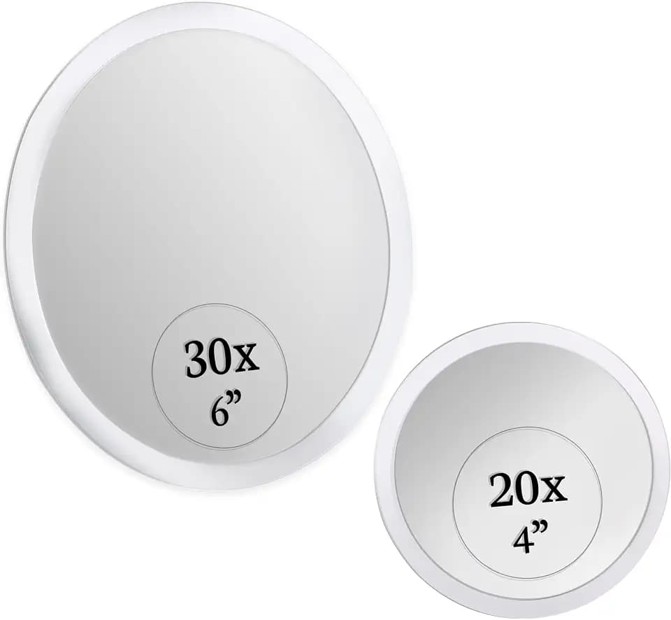 30fach und 20fach Vergrößerungsspiegel mit Saugnapf - Ultrapräziser Kosmetikspiegel für Bad, Magnifying Mirror Set - 30 Fach (15 cm) und 20 Fach (10 cm) Spiegel Set
