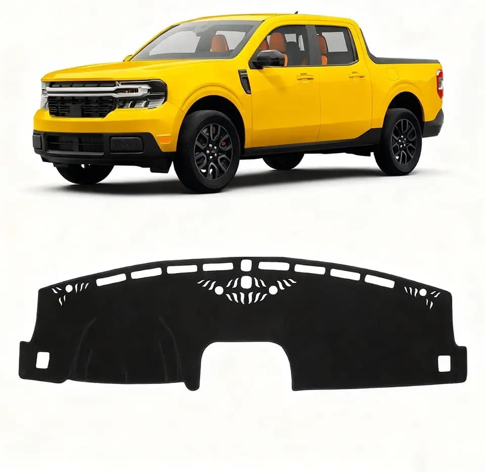 KUST Black Dash Cover for Ford Maverick 2022-2024 2025 2026 (Hybrid)(XL, XLT, Lariat) Polyester Dashboard Cover Non-Slip Center Interior Accessories for Maverick Sunshade No Glare