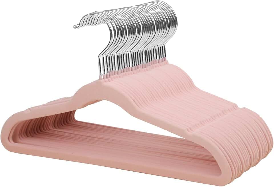 ManGotree 35 cm platzsparende Kinder-Kleiderbügel aus Samt 32 Stück Rosa