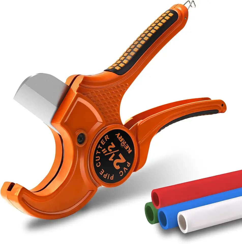 Kerry 2-1/2" O.D. PVC Pipe Cutter, Heavy-Duty Ratcheting Cutting Tool