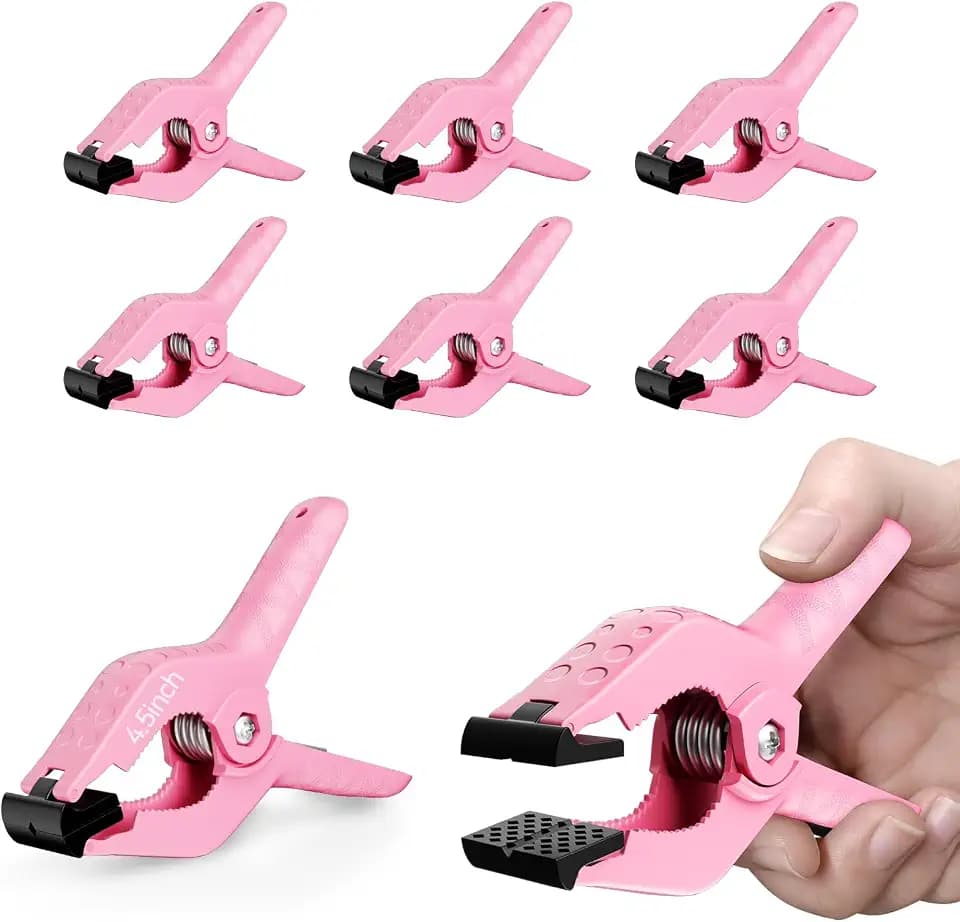 EMART 6 Pack Heavy Duty Spring Clamps 4.5 inch Plastic Backdrop Clips Pink