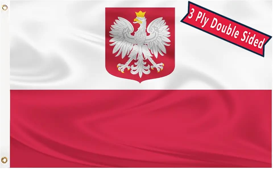 Polish Flag 3x5 Poland State Ensign Flags Three Layer Double Sided Flag Polyester Fiber Bright Color with Durable Canvas Header and 2 Non Fading Brass Grommets