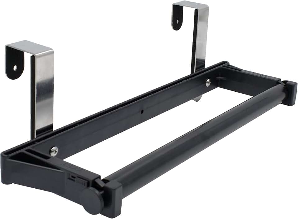 YYST Over Cabinet Door Paper Towel Holder Bar Dispenser for for Kitchen, Pantry, Mudroom, Fits Both Standard & Jumbo Rolls (Black, 1)