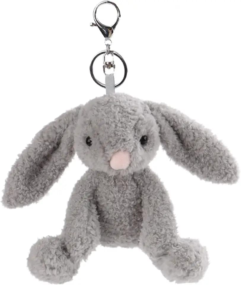 Apricot Lamb Toys Plush Gray Bunny Rabbit Soft Stuffed Animal Keychain 6''