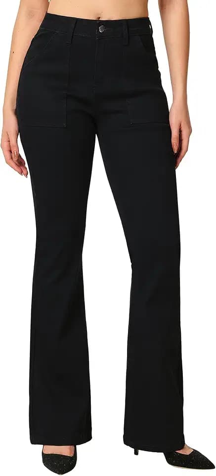 roswear Bootcut Jeans with Stretch for Women Large Pockets Zipper Fly
