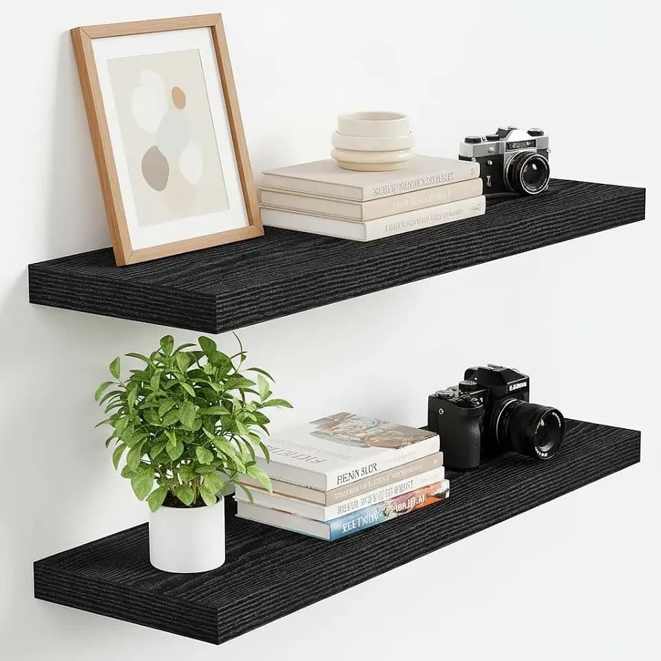 Vivelove Floating Shelves 9 inch Deep 24”Long Set of 2, Black