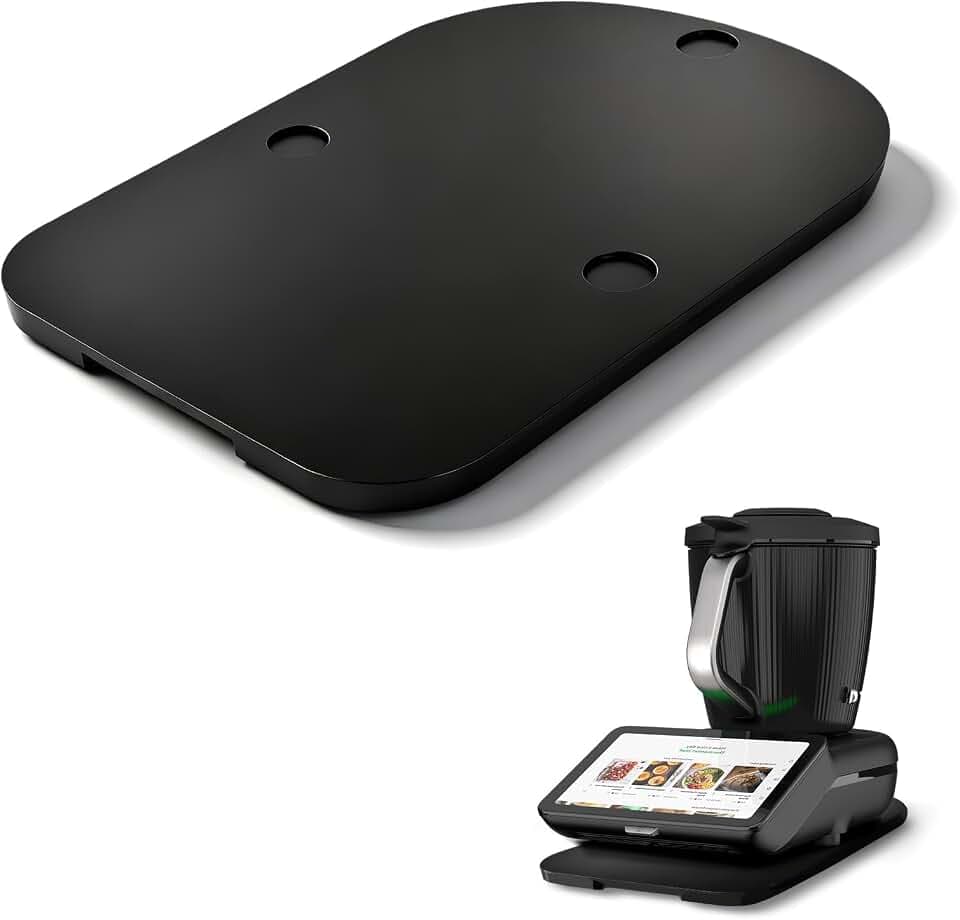 Gleitbrett für Thermomix TM7, Brett mit Rollen für Vorwerk Thermomix TM7 zubehör, Leicht Gleitendes Bambus Rollbrett/Slider - Schwarz