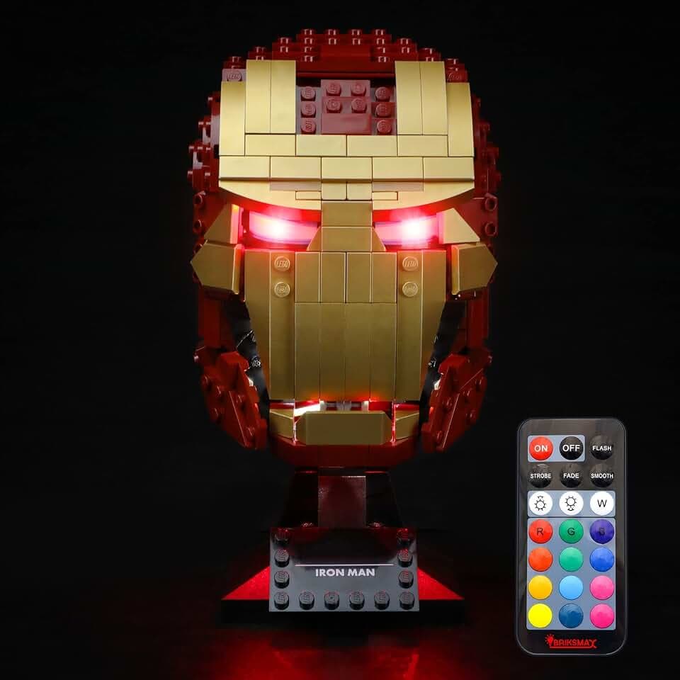 BRIKSMAX Led Beleuchtungsset für Lego Marvel Iron Mans Helm - Compatible with Lego 76165 Bausteinen Modell - Ohne Lego Set（Fernbedienungsversion）