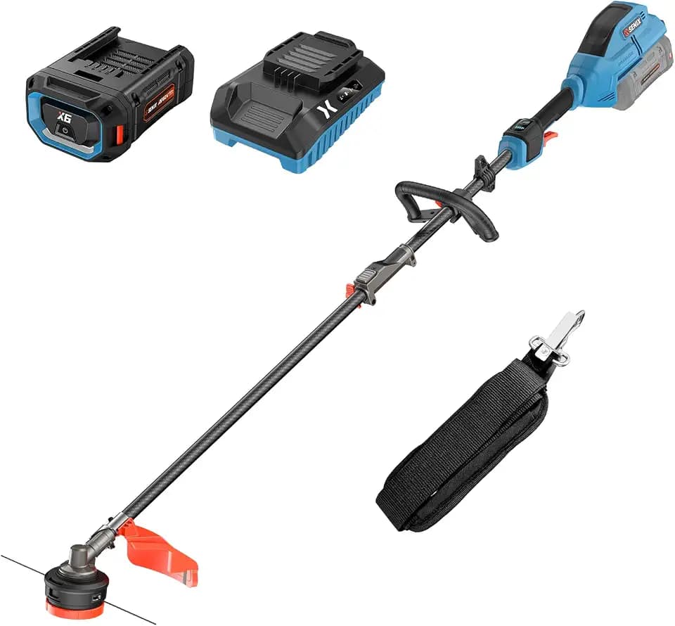 SENIX X6 60V 16" Weed Wacker, Carbon Fiber (PHX6-M1) Multi-Head System Power Head and (AGT007) String Trimmer Attachment Kit, Shoulder Strap, 3.0Ah Battery & Charger Included