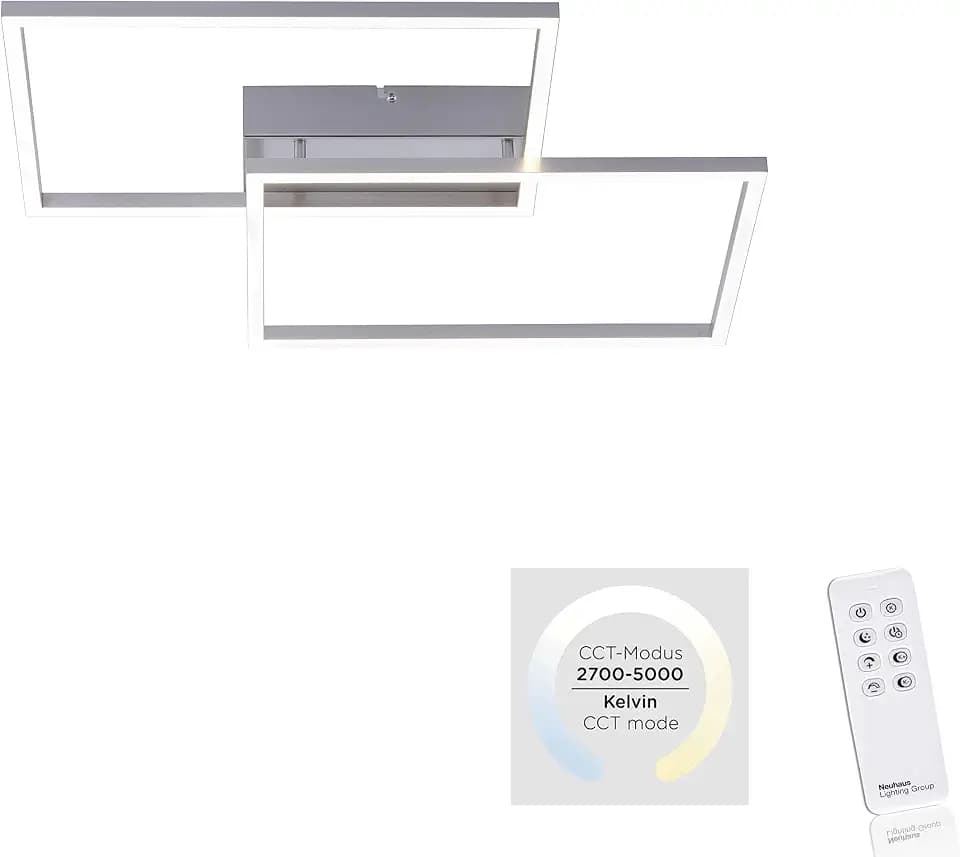 LeuchtenDirekt Deckenleuchte, stahl Deckenleuchte, stahl 2xLED-Board/20W/2700-5000K Innenleuchte, IP20 Deckenleuchte inkl. IR-Fernbedienung 14017-55