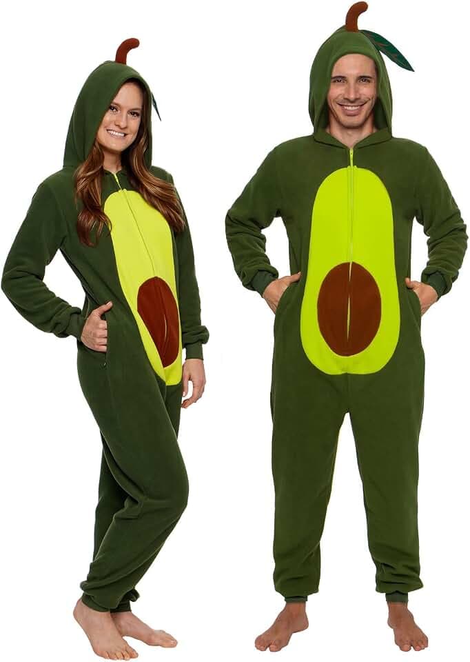 Slim Ananas Avocado Erwachsene Onesie Essen Halloween Kostüm Einteiler Cosplay Anzug für Erwachsene, Frauen und Männer FUNZIEZ!