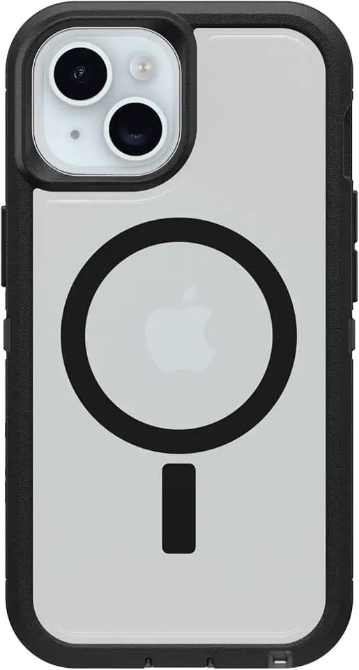 OtterBox iPhone 17e, 16e, 15, 14, & 13 Defender Series XT Clear Case - Dark Side (Black/Clear), Screenless, Rugged, Snaps on MagSafe, Pressure-Fitted Dual-Layer iPhone Case