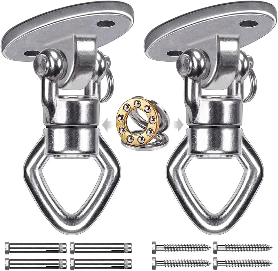 BeneLabel 2Pack Swing Hanger with Bearing Swivel 800LB Capacity Stainless Steel Aerial Silks Ceiling Mount Bracket Hammock Hardware for Swings, Hanging Chair, Aerial Hoop, Heavy Bag, Yoga Swing