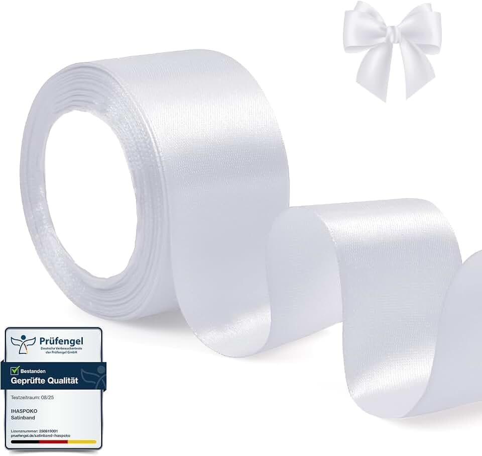 5cm Breites Satinband Weiß 22m Geschenkband Hochzeit Basteln