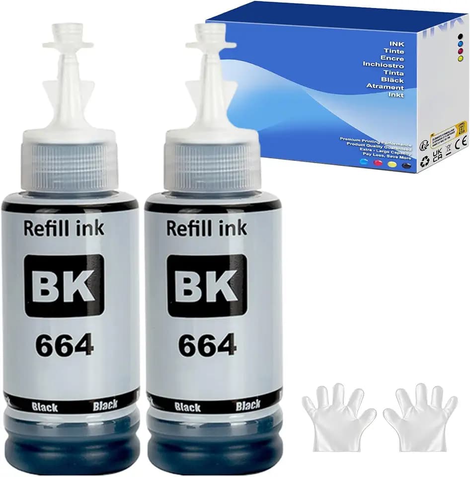 664 T664 Ink with T664 Refill Ink Bottles Work with ET-2650 ET-2500 ET-2550 ET-2600 ET-4500 ET-14000 L100 L110 L120 L200 L210 L300 L350 L355 L550 L555 Printer(2-Pack)