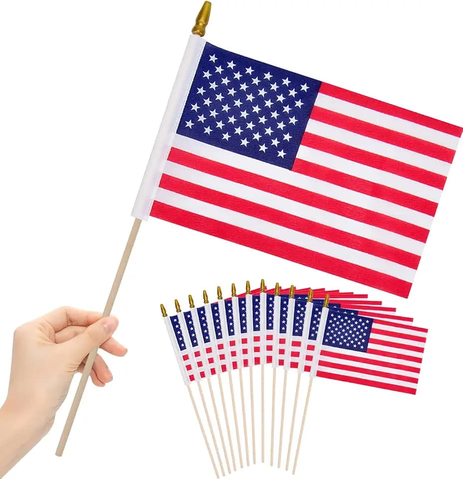 American Flags for Outside, 12 Pcs 8x12 Inch American Flags on Stick