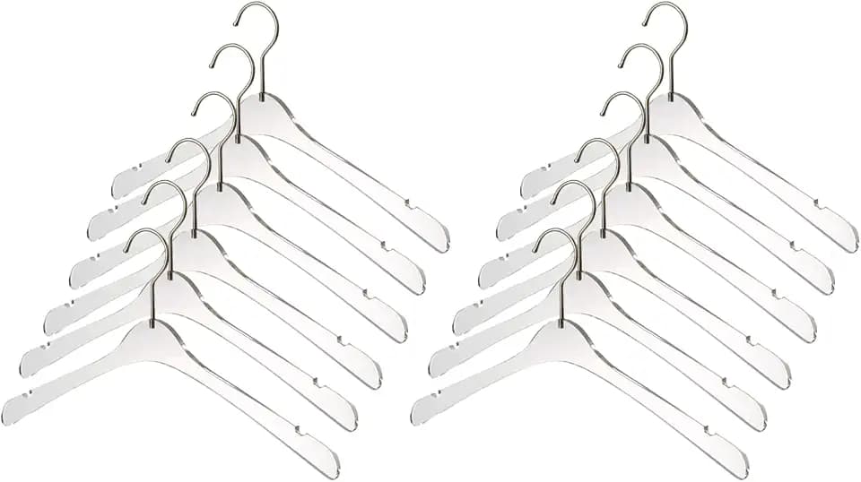 YBM Home Quality Acrylic Clear Hangers Made of Clear Acrylic for a Luxurious Look and Feel for Wardrobe Closet, Clothes Hangers Organizes Closet, Men, Silver, 4101-12