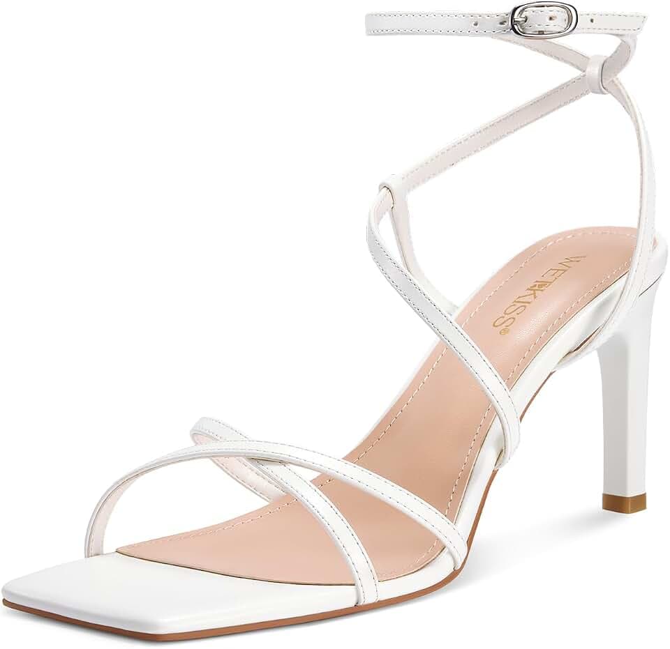 wetkiss Womens Sandals with Square Toe Ankle Strap