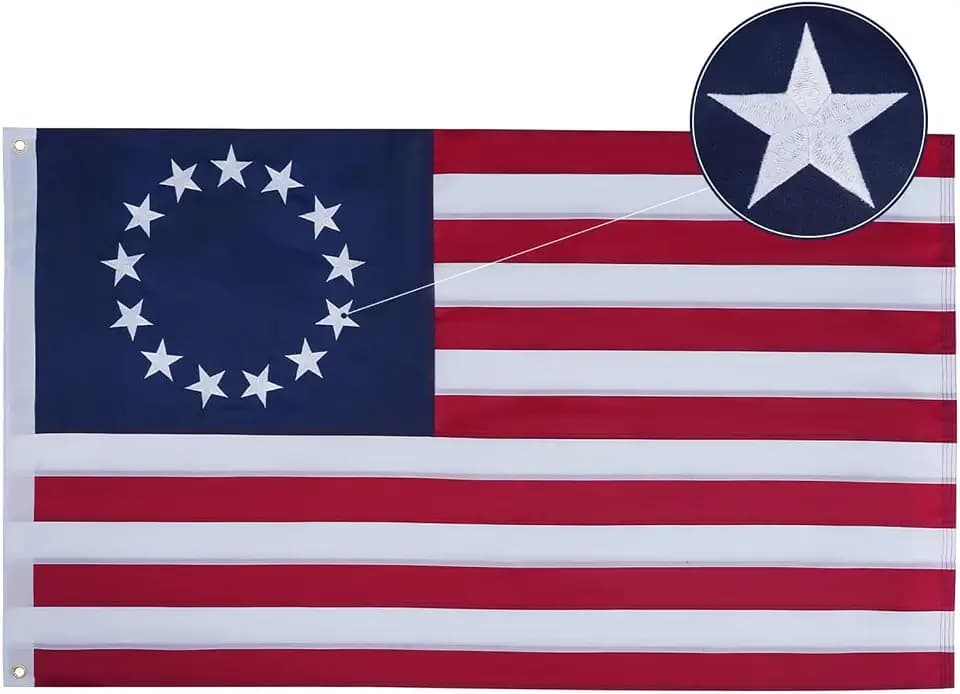 Bradford Betsy Ross Flag 3x5 ft for 250th Anniversary, Heavy Duty Embroidered 13 Colonial Flag for Outside, Original 13 Star American Flag 1776 for 4th of July