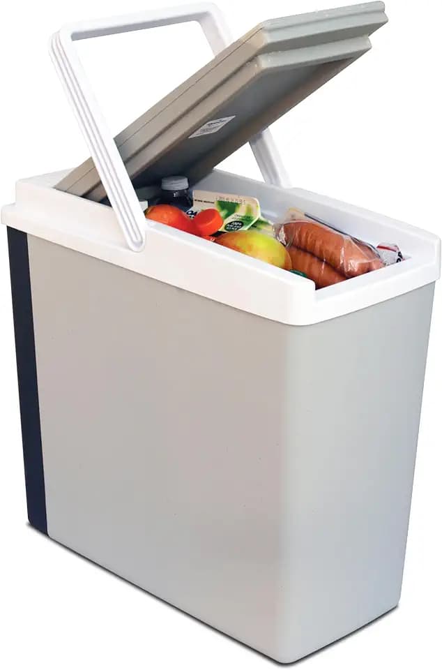 Koolatron Electric Portable Cooler Plug in 12V Car Cooler/Warmer, 18 qt (17 L), No Ice Thermo Electric Portable Fridge for Camping, Travel Road Trips Trucking with 12 Volt DC Power Cord, Gray/White.