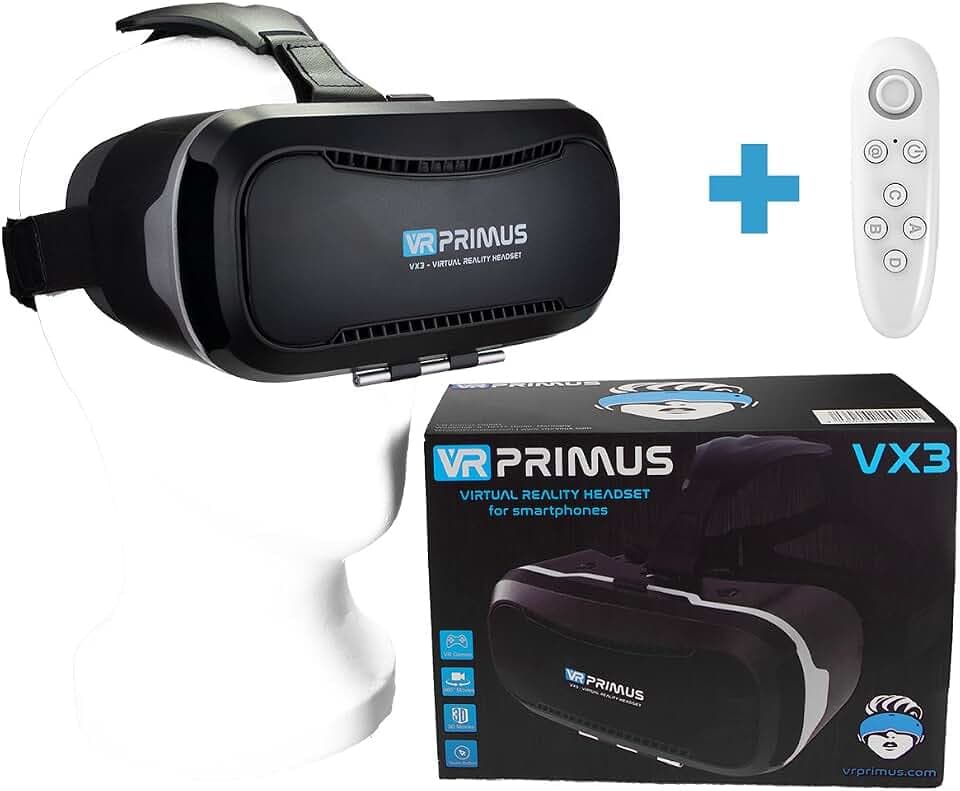 VX3: VR-Brille mit Fernbedienung für Android & iOS Smartphones bis 5,8 Zoll, Schwarz