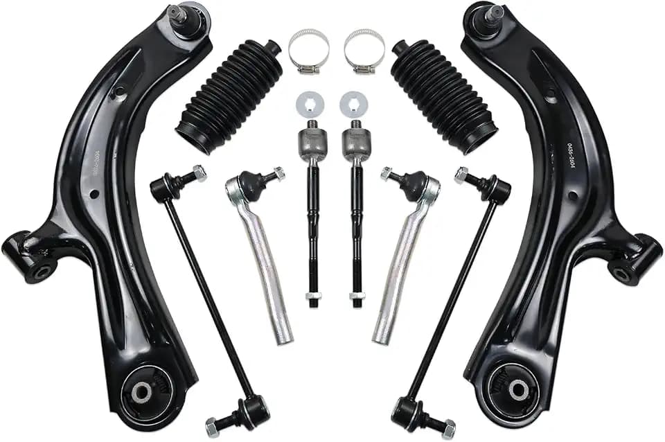 10PCS Front End Suspension Kit Control Arm For 2013-2019 Nissan Sentra 1.8L, 13-20 NV200, Lower Arms w/Ball joint Sway Bar Link Outer Inner Tie Rod End Boots (OE# K622159 K622160 EV800951 ES800965)