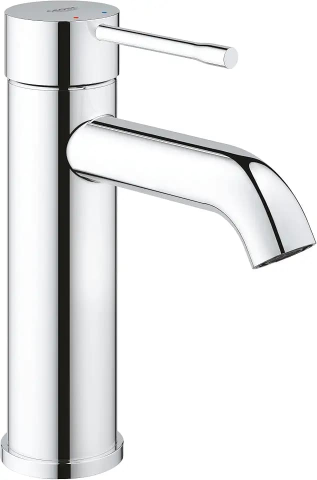 GROHE Essence, Waschtischarmatur, wassersparend (Wasserhahn für das Bad, 17cm hoch, Badarmatur mit langlebiger Oberfläche, einfache Installation am Waschbecken), chrom, 23590001
