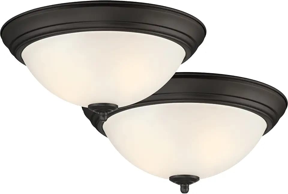 Designers Fountain Flush Mount Ceiling Light, 11 Inch Frosted Glass Lighting Fixture for Kitchen, Bedroom, Bathroom, and Hallway, LED Bulbs not Included, Oil Rubbed Bronze