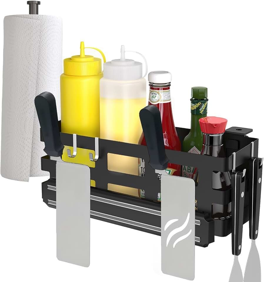 Griddle Caddy for Blackstone Griddles Accessories, Space Saving Grill Accessories Storage Caddy, BBQ Accessories Holder for Blackstone 28”-36” Grill with a Magnetic Tool Holder Paper Towel Holder