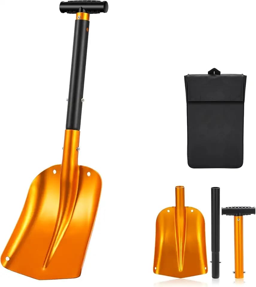 Schneeschaufel, Abnehmbare Schneeschieber Alu Klappspaten, 4-in-1 Snow Shovel Lawinenschaufel mit Tasche, Schaufel Leicht zu Tragen, 40L x 30B x 7,5H CM,für Auto,Schnee,Camping,Auffahrt,Garten