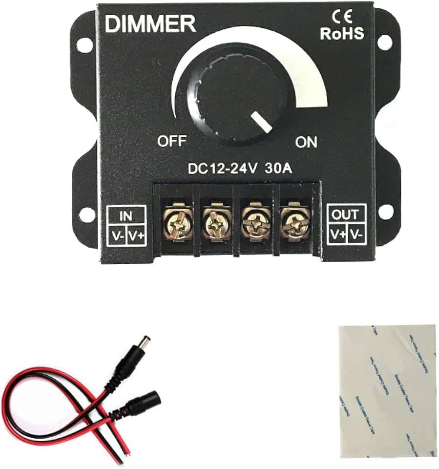 12 V 24 V 30 A LED-Dimmer-Controller für einfarbige LED-Streifenbeleuchtung, Lampenband, schwarze Tastensteuerung, Helligkeit