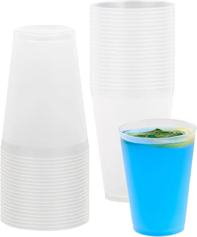 Restaurantware-Flexi Grip 12 Ounce Disposable Cups, 25 Flexible Drinking Cups - Stackable, Dishwashable, Frosted Plastic Party Cups, Serve Cold Drinks, For Restaurants, Offices, or Events