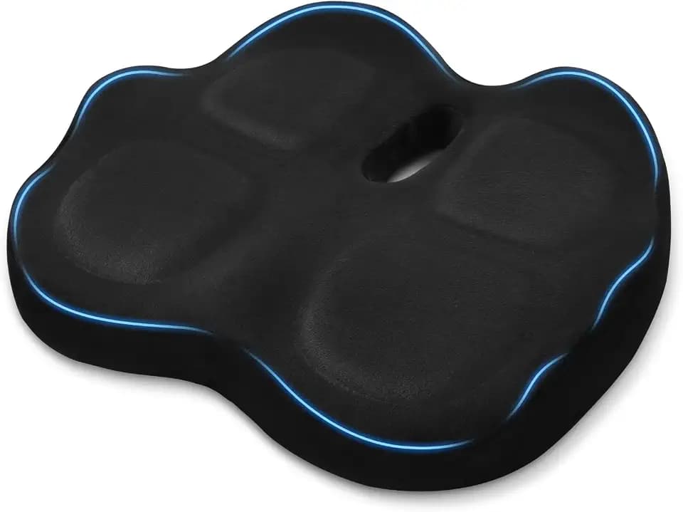 Sitzkissen Orthopädisch mit Memory Foam, Ergonomisches Steißbeinkissen für Bürostuhl, Auto & Rollstuhl, Steißbeinentlastung und Sitzkomfort, mit Rutschfester Boden, Schwarz