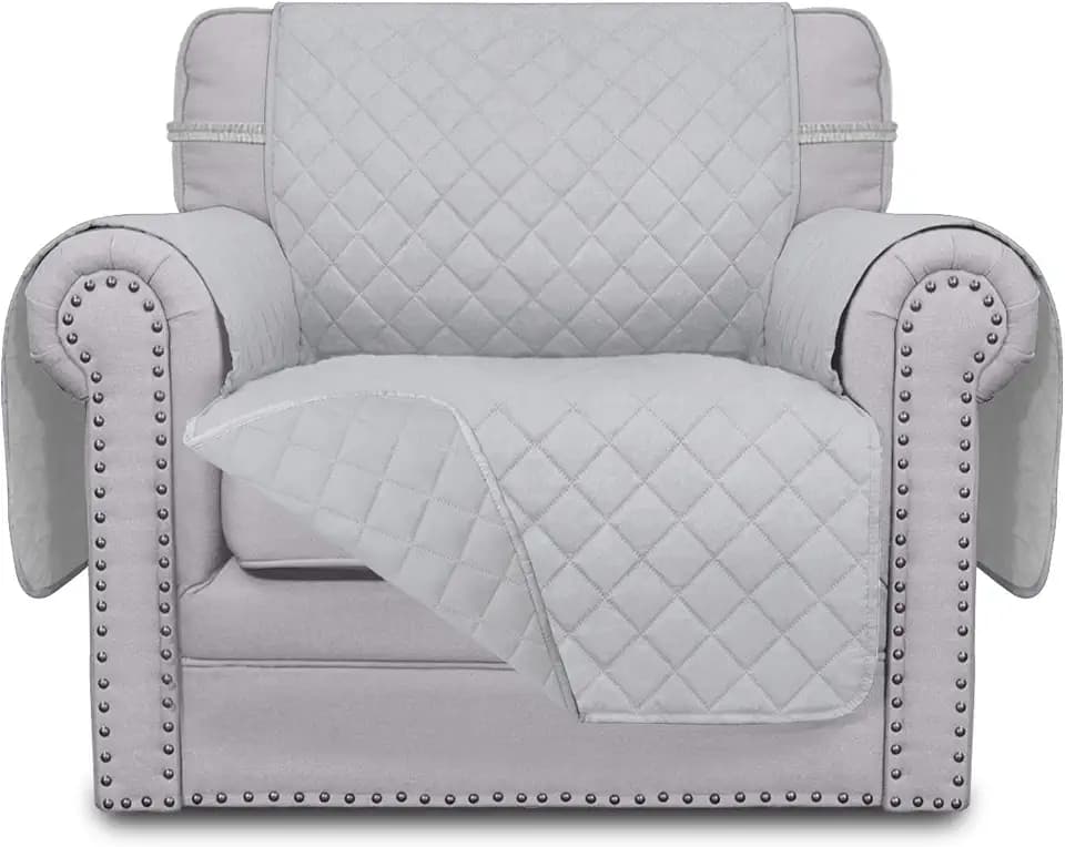 Easy-Going Reversible Couch Cover, Small Chair, Light Gray/Light Gray