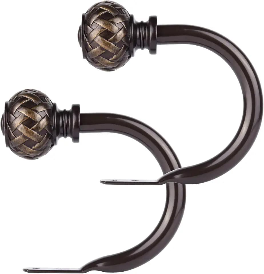 SZXIMU Curtain Drapery Holdbacks for Wall, 2 Pack, Netted Finials, Bronze
