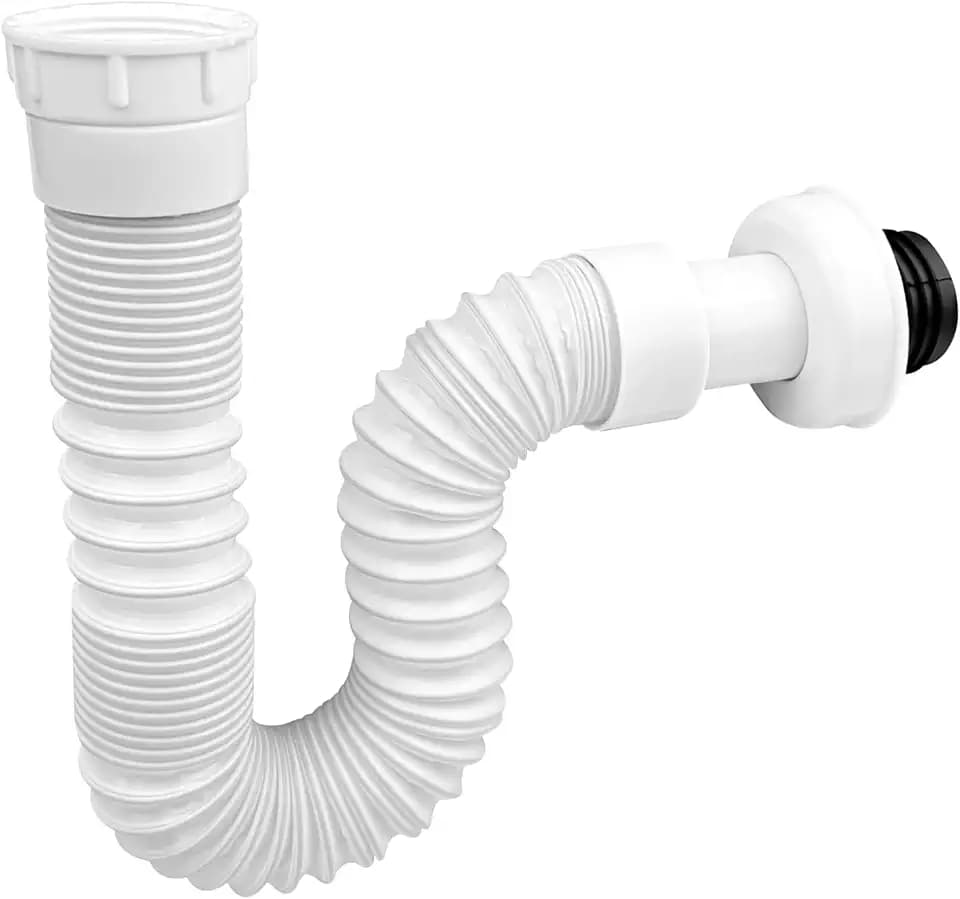 Fousenuk Plastic Drainage Pipe for Washbasin, Flexibler Röhrensiphon | Geruchsverschluss Ablaufschlauch Bad, Flexibel Abflussrohr Küche, Siphon für Waschbecken Kunststoff, Ausziehbar Von 300-730mm