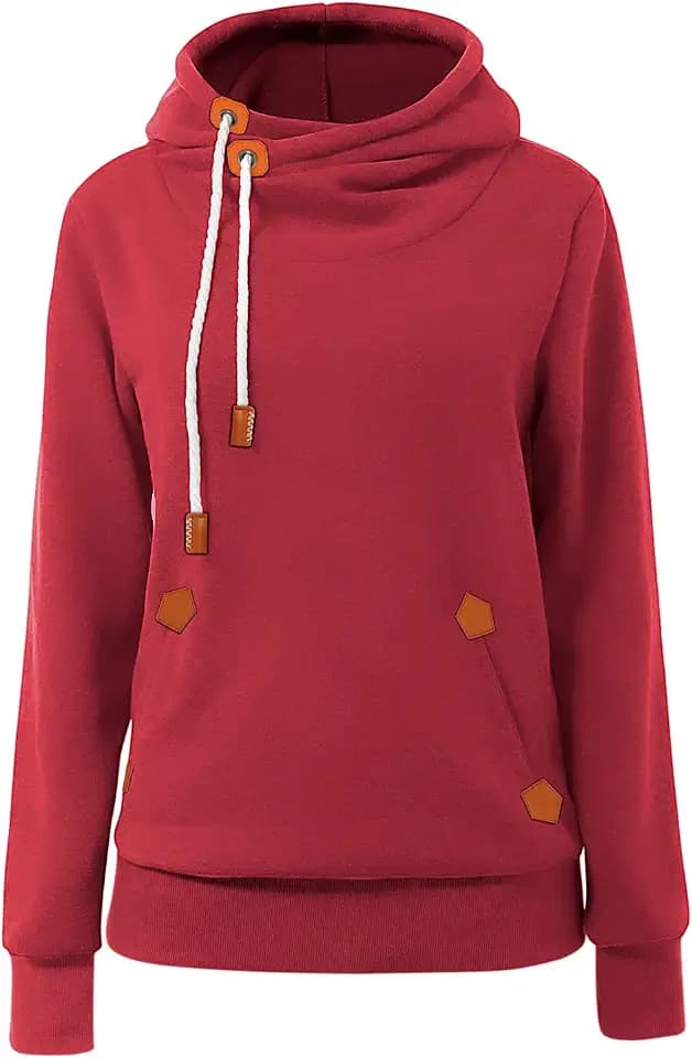 Cindeyar Damen Hoodie Winter Pullover Kapuzenpullover Langarm Baumwoll Mischung Warmer Sweatshirt Kapuzenjacke(107-Weinrot,XL)