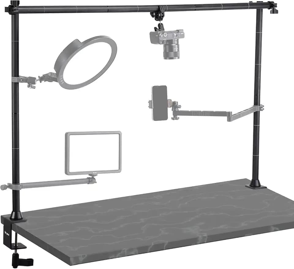 JUSMO LS15 Pro Camera Desk Mount, Aluminum Overhead Camera Mount Rig