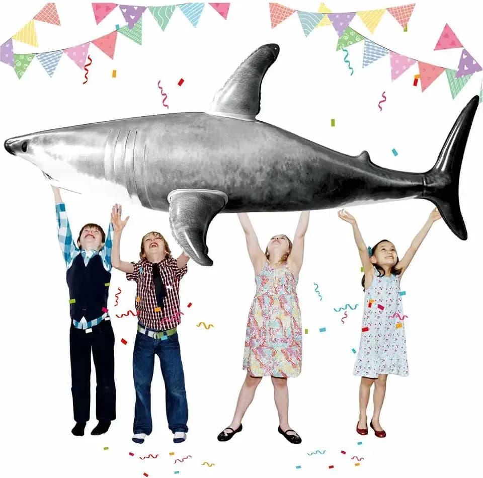 Huge Inflatable Shark Pool Toy,Shark Pool Beach Birthday Party Decorations