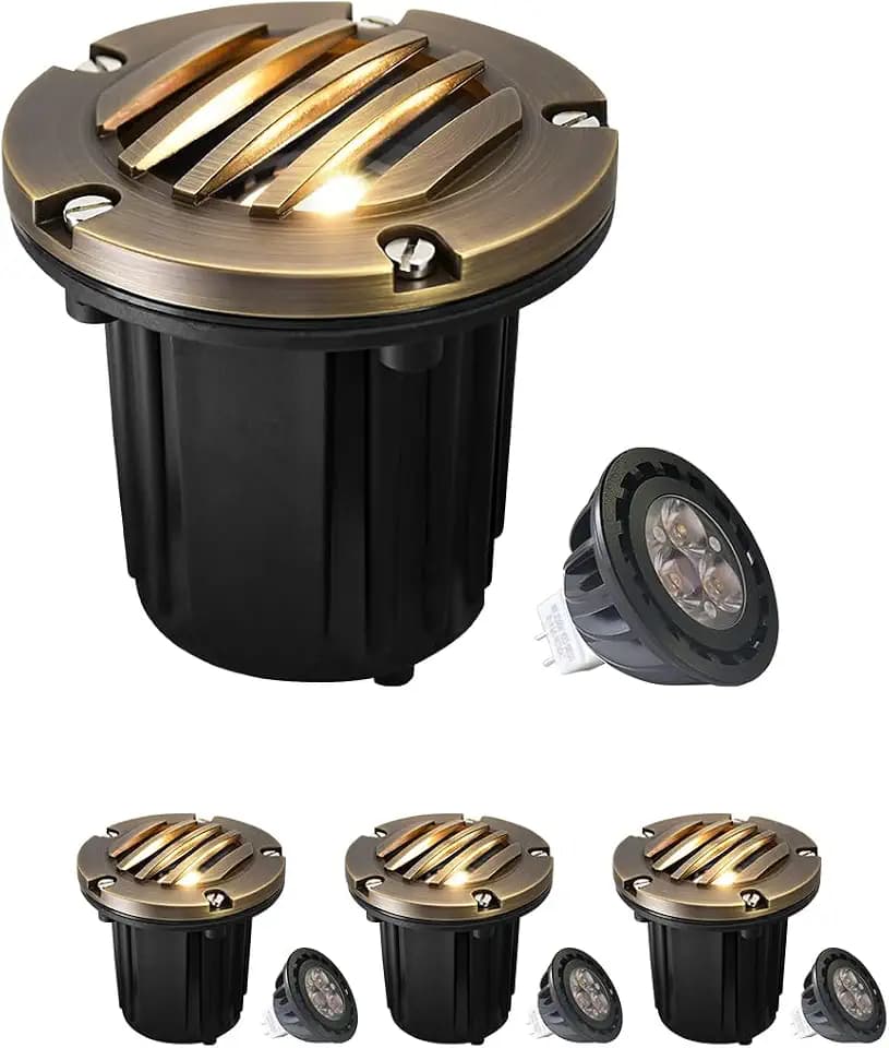 MALORY Low Voltage Landscape Well Lights, (φ126 mm) Brass Top Cover