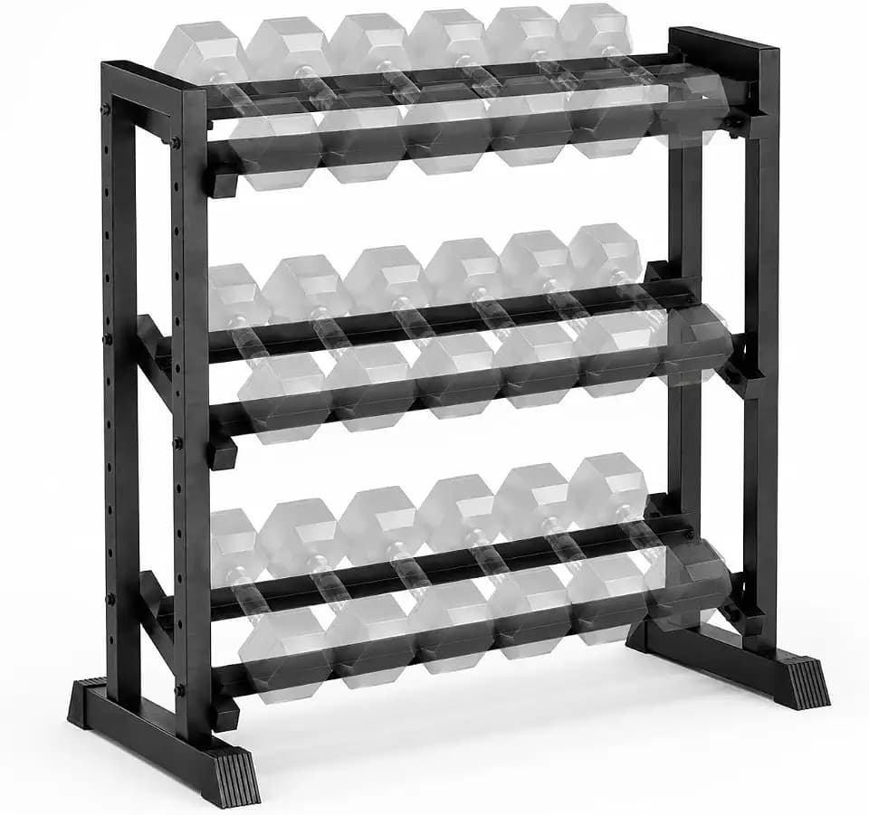 PLKOW Adjustable 3-Tier Dumbbell Rack, Heavy Duty Weight Rack for Home Gym