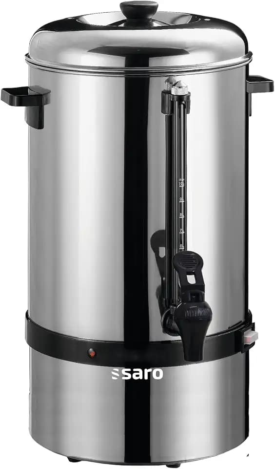 Saro Kaffeemaschine mit Rundfilter – 6,75 L / 40 Tassen – Edelstahl – Brüh- & Warmhaltefunktion – Sicherheitszapfhahn – Peilglas - 1,5 kW – Modell SAROMICA 6005