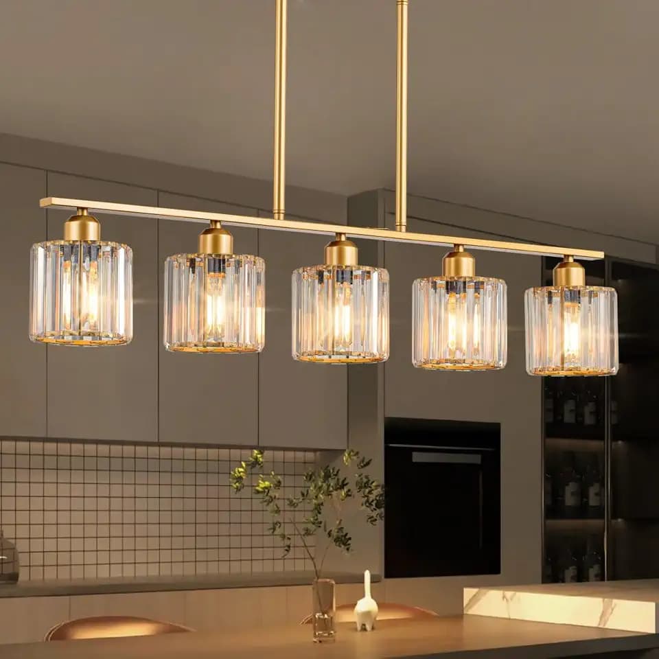 36" Brass Gold Dining Room Light Fixture, Chandeliers for Dining Room E26