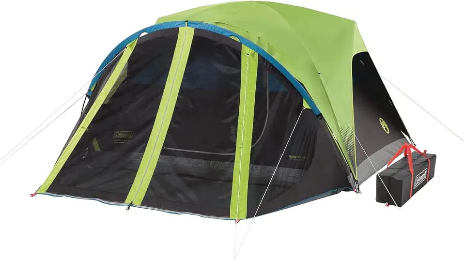 Coleman Carlsbad Dark Room Tent with Screened Porch, 4/6 Person Tent Blocks 90% of Sunlight to Keep Inside Cool, Weatherproof Shelter with Easy Setup